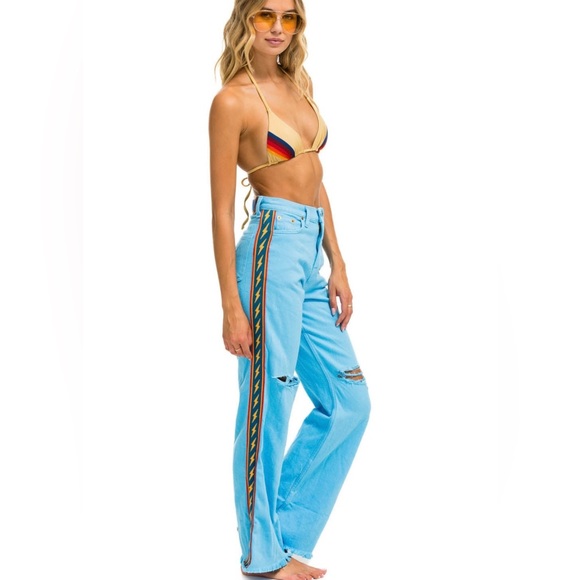 Aviator Nation Denim - NWT Aviator Nation Bolt Stripes Hi Rise Wide Leg Gypsy Jean